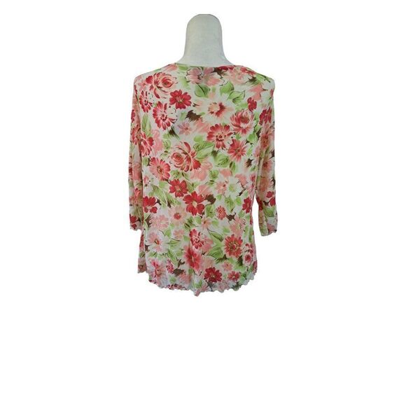 Avenue Women's 3/4 Sleeve Floral Multi Color Mesh Top Blouse 14-16 - Picture 3 of 8